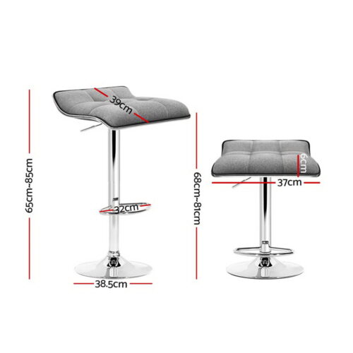 Artiss 4x Bar Stools Linen Padded Gas Lift - Image 3