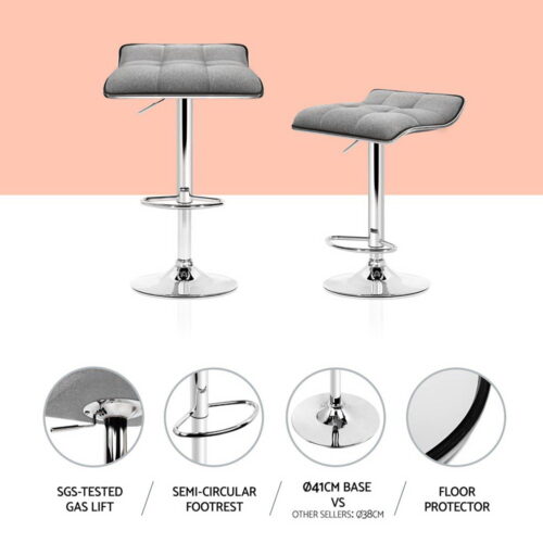 Artiss 4x Bar Stools Linen Padded Gas Lift - Image 5