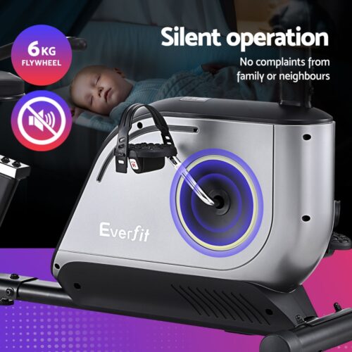 Everfit Recumbent Exercise Bike Magnetic Cycling Mesh Chair 120kg Loading - Image 6