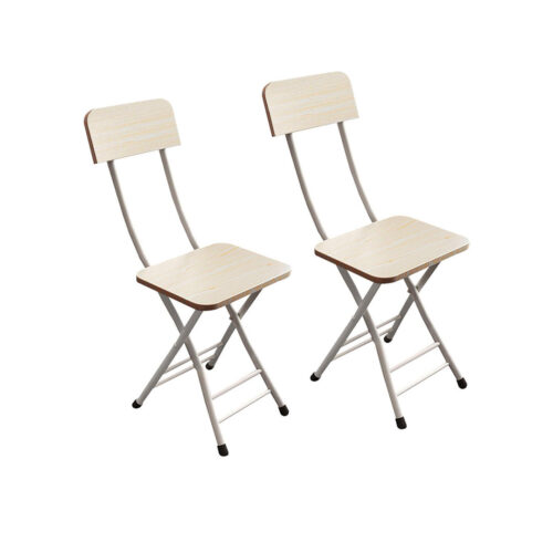 White Maple Folding Chair Space Saving Lightweight Portable Seat Decor Set of 2