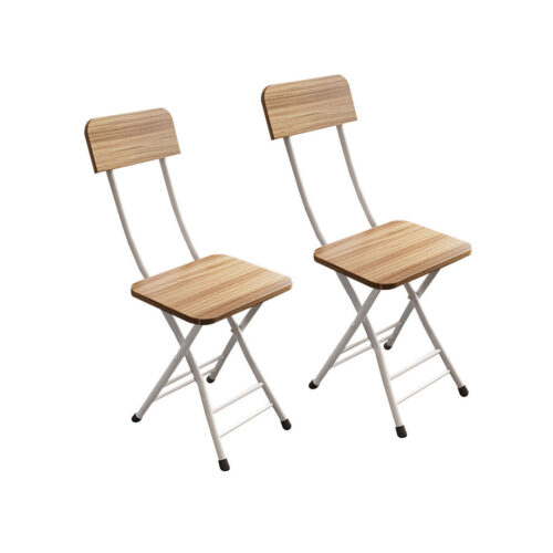 Oak Grain Folding Chair Space Saving Lightweight Portable Seat Decor Set of 2