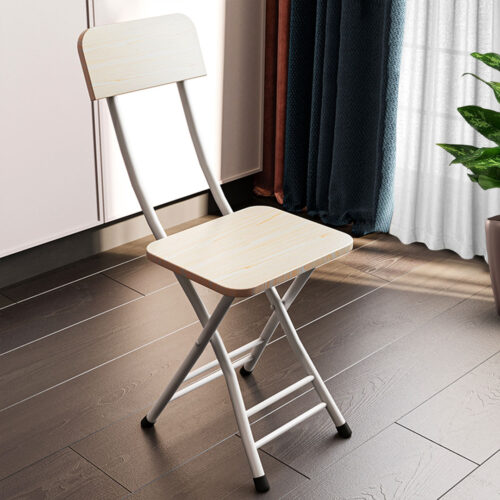 Oak Grain Folding Chair Space Saving Lightweight Portable Seat Decor Set of 2 - Image 4