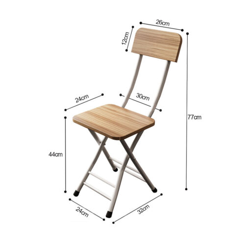 Oak Grain Folding Chair Space Saving Lightweight Portable Seat Decor Set of 2 - Image 7