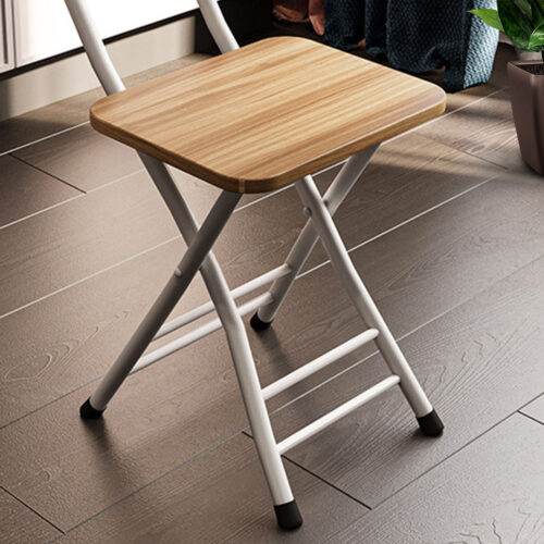 Oak Grain Folding Chair Space Saving Lightweight Portable Seat Decor Set of 2 - Image 8