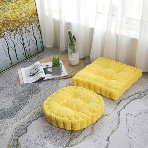 Yellow Square Cushion Soft Leaning Plush Backrest Throw Seat Pillow Decor - Image 2