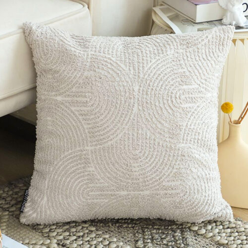 50cm Gray Pillow Basic Square Geometric Plush Solid Decorative Covers Throw Pillow - Image 3
