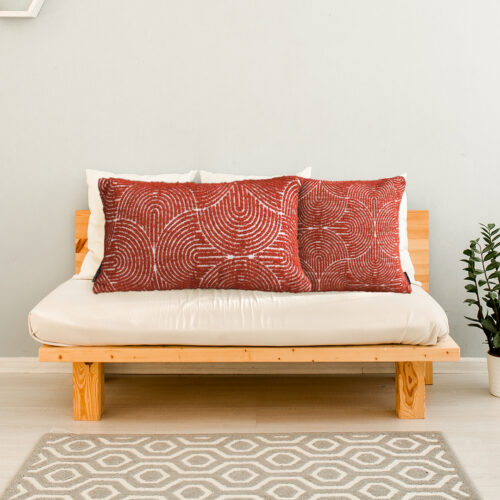 30cm Cinnabar Pillow Perfect Burnt Indoor/Outdoor Corded ThrowRed Set Lumbar Throw Pillow - Image 3