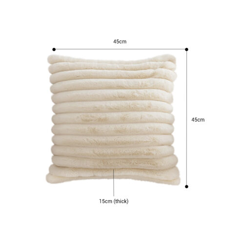 45cm Fur Faux Rabbit Soft Decorative Covers Pack Cover Plush Off White Throw Pillow - Image 2