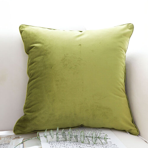 45cm Subtle Fluorescent Green Foliage Velvet Square Throw Pillow - Image 2