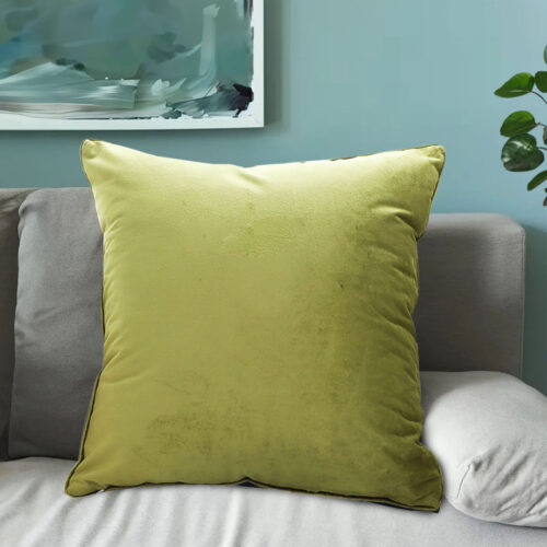 45cm Subtle Fluorescent Green Foliage Velvet Square Throw Pillow - Image 3