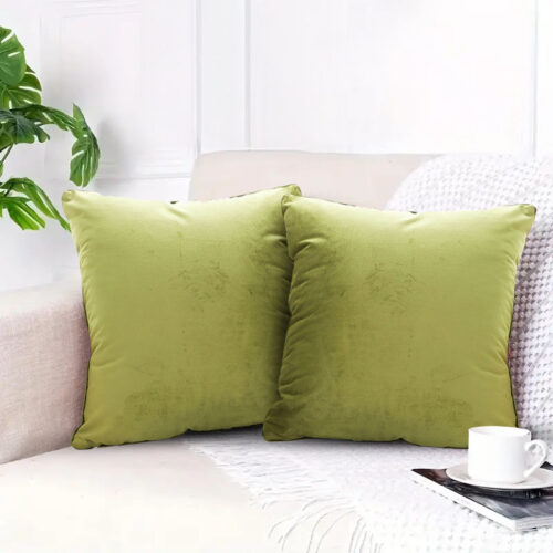 45cm Subtle Fluorescent Green Foliage Velvet Square Throw Pillow - Image 6