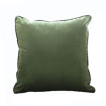 45cm Subtle Army Green Foliage Velvet Square Throw Pillow