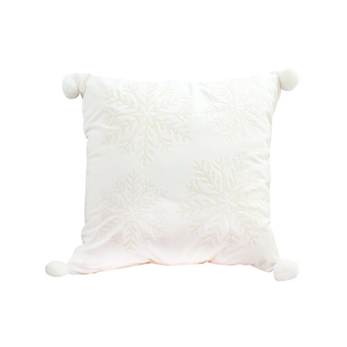 45cm Throw Pillow White Soft Plush Cushion Christmas Snowflake Ball Square For festive Holiday