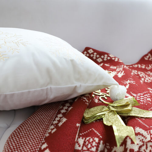 45cm Throw Pillow White Soft Plush Cushion Christmas Snowflake Ball Square For festive Holiday - Image 3