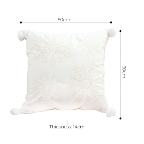 45cm Throw Pillow White Soft Plush Cushion Christmas Snowflake Ball Square For festive Holiday - Image 5