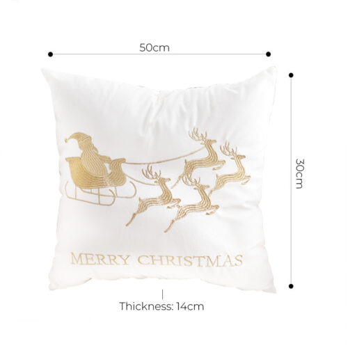 45cm Throw Pillow White with Golden Christmas Sleigh Festive Square Cushion Decor - Image 5