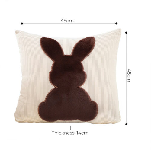 45cm Throw Pillow Light Tan Square Cushion with Soft Coffee Bunny Decorative Decor - Image 4