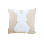 45cm Throw Pillow Light Tan Square Cushion with Soft White Rabbit Decorative Decor