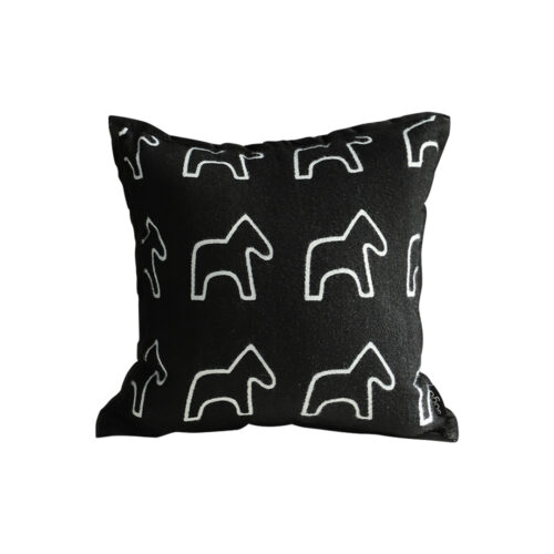 45cm Throw Pillow Black Teddy Fleece Square Pony Decorative Cushion for Living Room