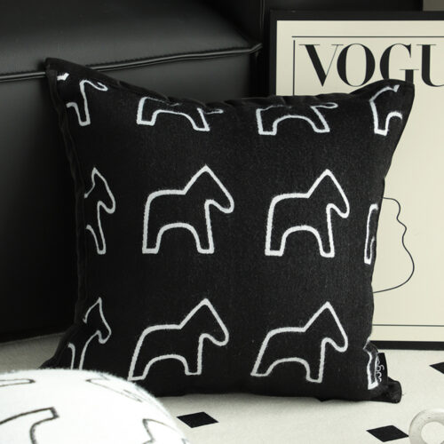 45cm Throw Pillow Black Teddy Fleece Square Pony Decorative Cushion for Living Room - Image 5