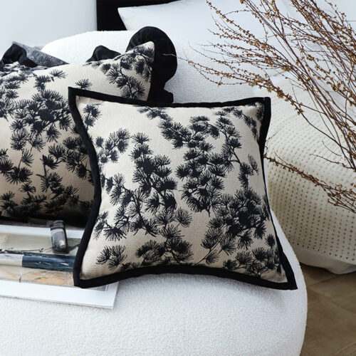 45cm Throw Pillow Black White Wide Border Square Pillow Decorative Cushion Living Room - Image 2