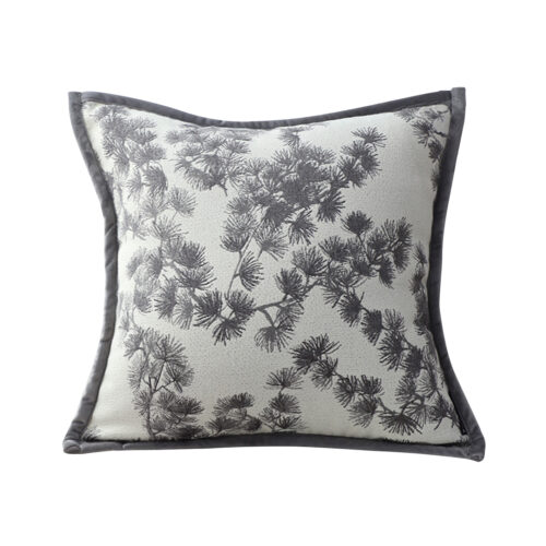 45cm Throw Pillow Off White Wide Border with Branch Pine Needle Pattern Decor