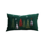 30cm Throw Pillow Green Christmas Forest Embroidered Lumbar for Festive Cushion Decor