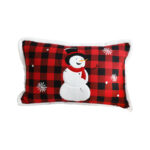 30cm Throw Pillow Red Christmas Snowman Lumbar Cushion for Festive Winter Decor