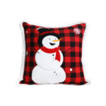 45cm Throw Pillow Red Christmas Snowman Square Cushion for Festive Winter Decor