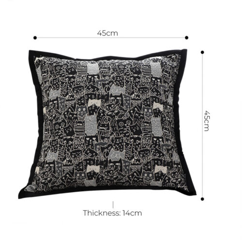 45cm Throw Pillow Black Cat Paradise Wide Border Decorative Cushion for Living Room - Image 4