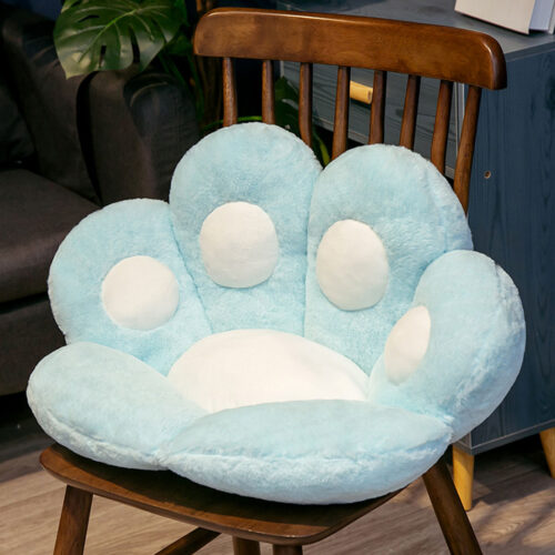70cm Mint Blue Paw Shape Cushion Warm Lazy Sofa Decorative Pillow Backseat Plush Mat Decor - Image 2
