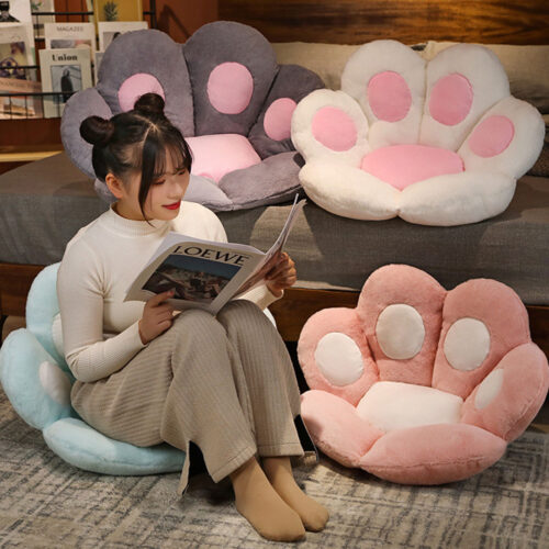 70cm Mint Blue Paw Shape Cushion Warm Lazy Sofa Decorative Pillow Backseat Plush Mat Decor - Image 3