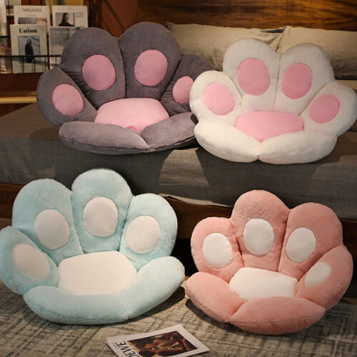 70cm Mint Blue Paw Shape Cushion Warm Lazy Sofa Decorative Pillow Backseat Plush Mat Decor - Image 6