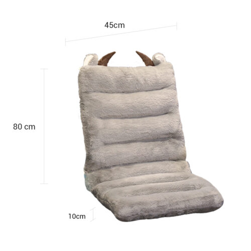 Grey One Piece Siamese Cushion Office Sedentary Butt Mat Back Waist Chair Support Decor with Buffalo Ears - Image 4