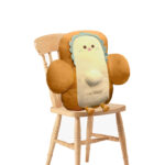 58cm Smiley Face Toast Bread Cushion Stuffed Car Seat Plush Cartoon Back Support Pillow Decor