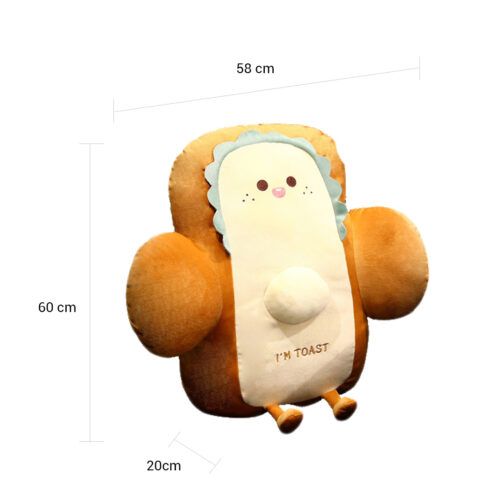 58cm Smiley Face Toast Bread Cushion Stuffed Car Seat Plush Cartoon Back Support Pillow Decor - Image 4
