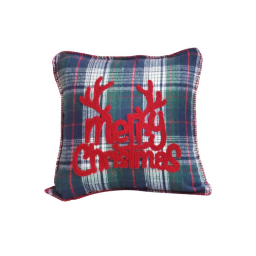 45cm Throw Pillow Multicolor Christmas Plaid with Antler for Festive Square Cushion Decor