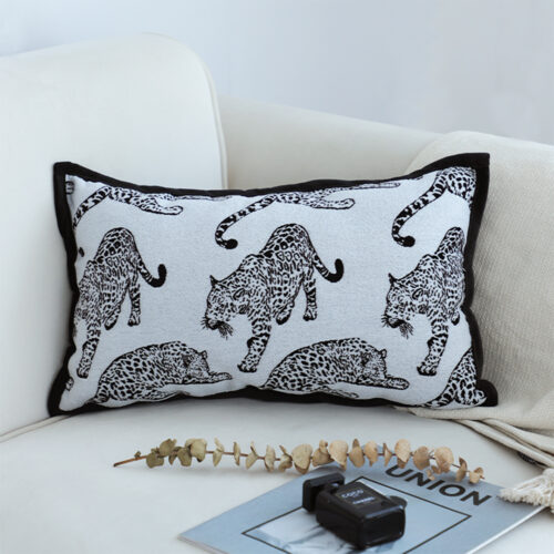 30cm Throw Pillow White Black Leopard Light Luxury Lumbar Decorative Cushion for Living Room - Image 2