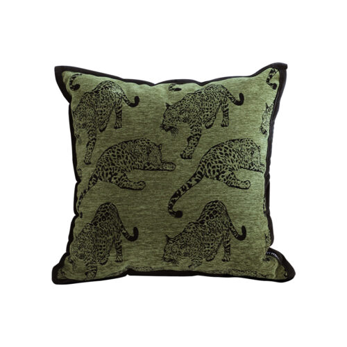 40cm Throw Pillow Green Leopard Square Retro Decorative Cushion for Living Room