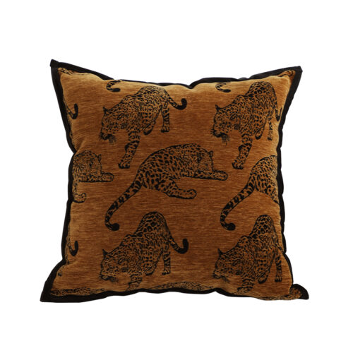 45cm Throw Pillow Dark Brown Leopard Square Retro Decorative Cushion for Living Room