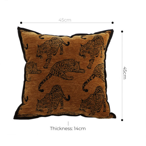 45cm Throw Pillow Dark Brown Leopard Square Retro Decorative Cushion for Living Room - Image 4