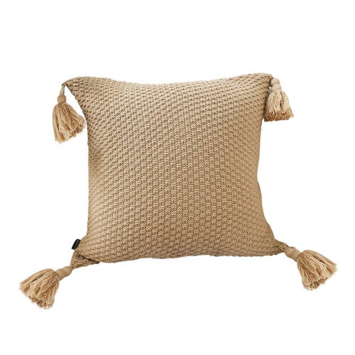 50CM Light Brown Pillow with Tassel Accents Rizzy Transitional Cover Throw Pillow