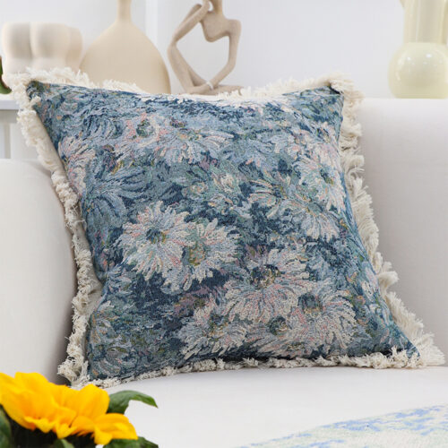 50cm Oil Painting Shabby Chic Handmade Full Floral Needlepoint Throw Pillow - Image 4