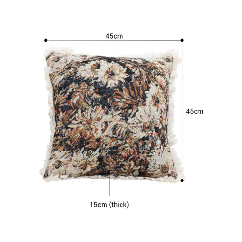 50cm Vintage Oil Painting Color Raised Embroidery Empress Flower Throw Pillow - Image 2