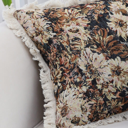 50cm Vintage Oil Painting Color Raised Embroidery Empress Flower Throw Pillow - Image 3