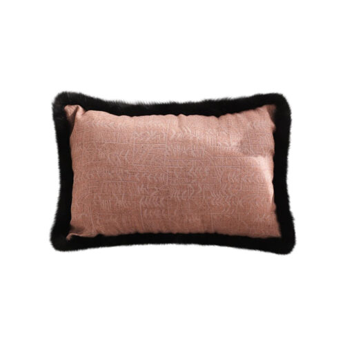 35cm Mid-century Raised Embroidery Texture Edged Lumbar Throw Pillow
