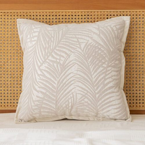 45cm Elegant Palm Leaf Texture Jacquard Square Throw Pillow - Image 3