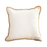 45cm Warm Wood Tone Apricot Shell Edged Square Throw Pillow