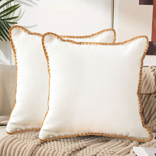45cm Warm Wood Tone Apricot Shell Edged Square Throw Pillow - Image 6