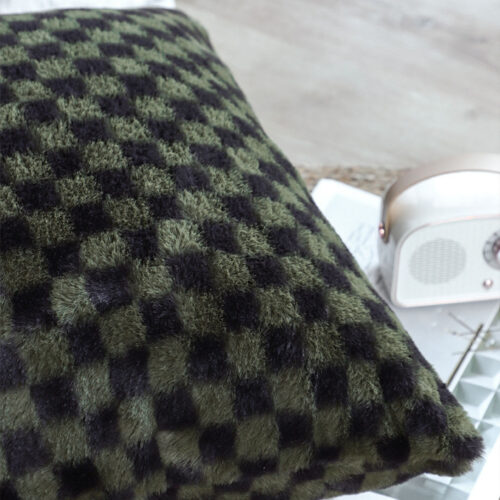 45cm Urban Light Luxury Pillow Dark Night Green Checkered Square Throw Pillow - Image 6